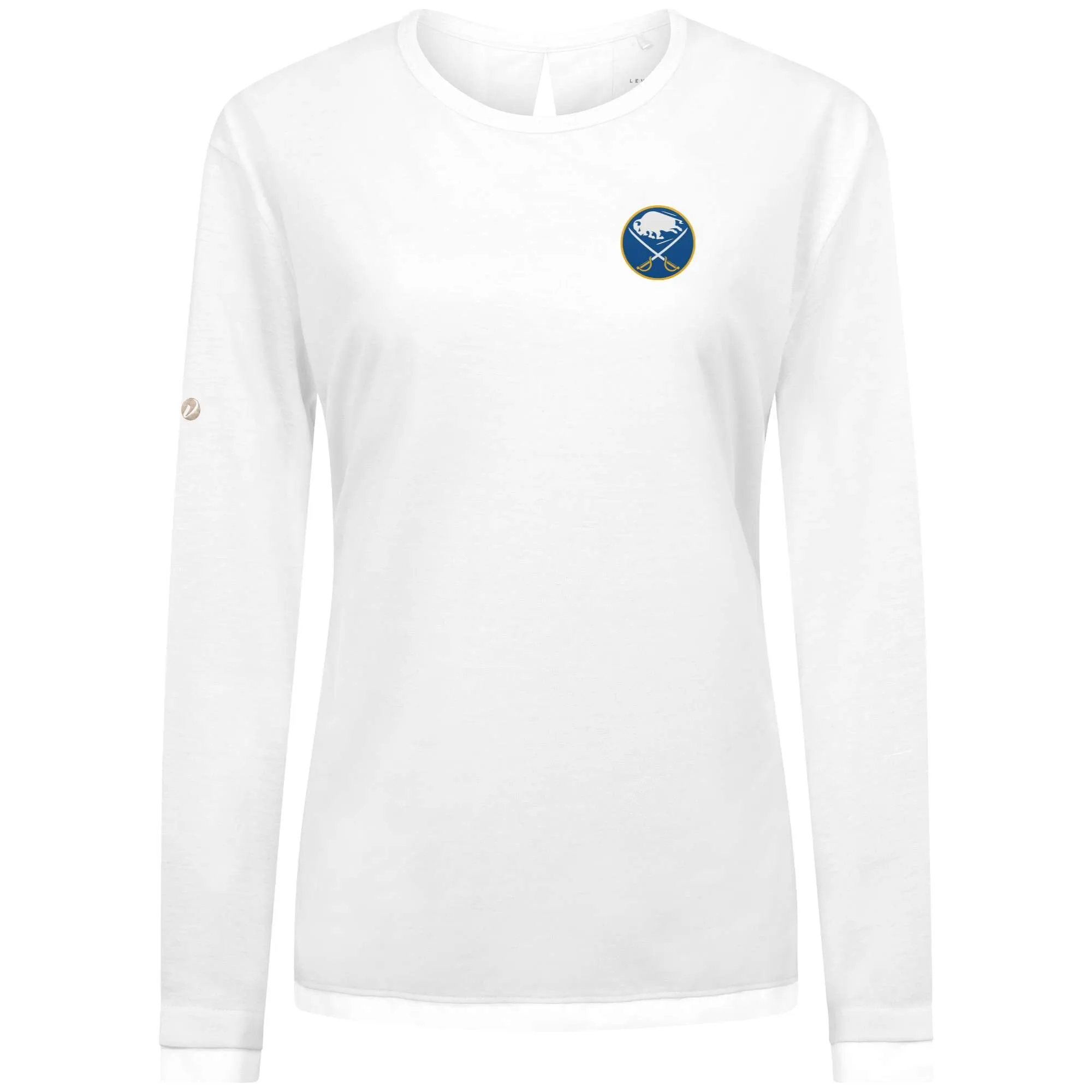 Women's Buffalo Sabres Levelwear White Sequoia Primary Logo Long Sleeve T-Shirt