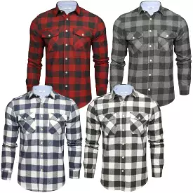 Xact Mens Soft Flannel Buffalo Check Shirt - Long Sleeved